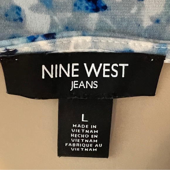 Nine West Blue Quarter Sleeve Blouse Size Large - Picture 10 of 11